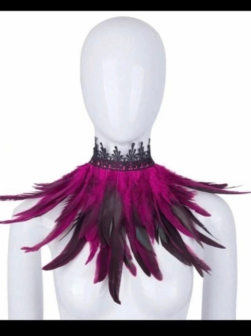 Feather Collar in Pink & Black Like New